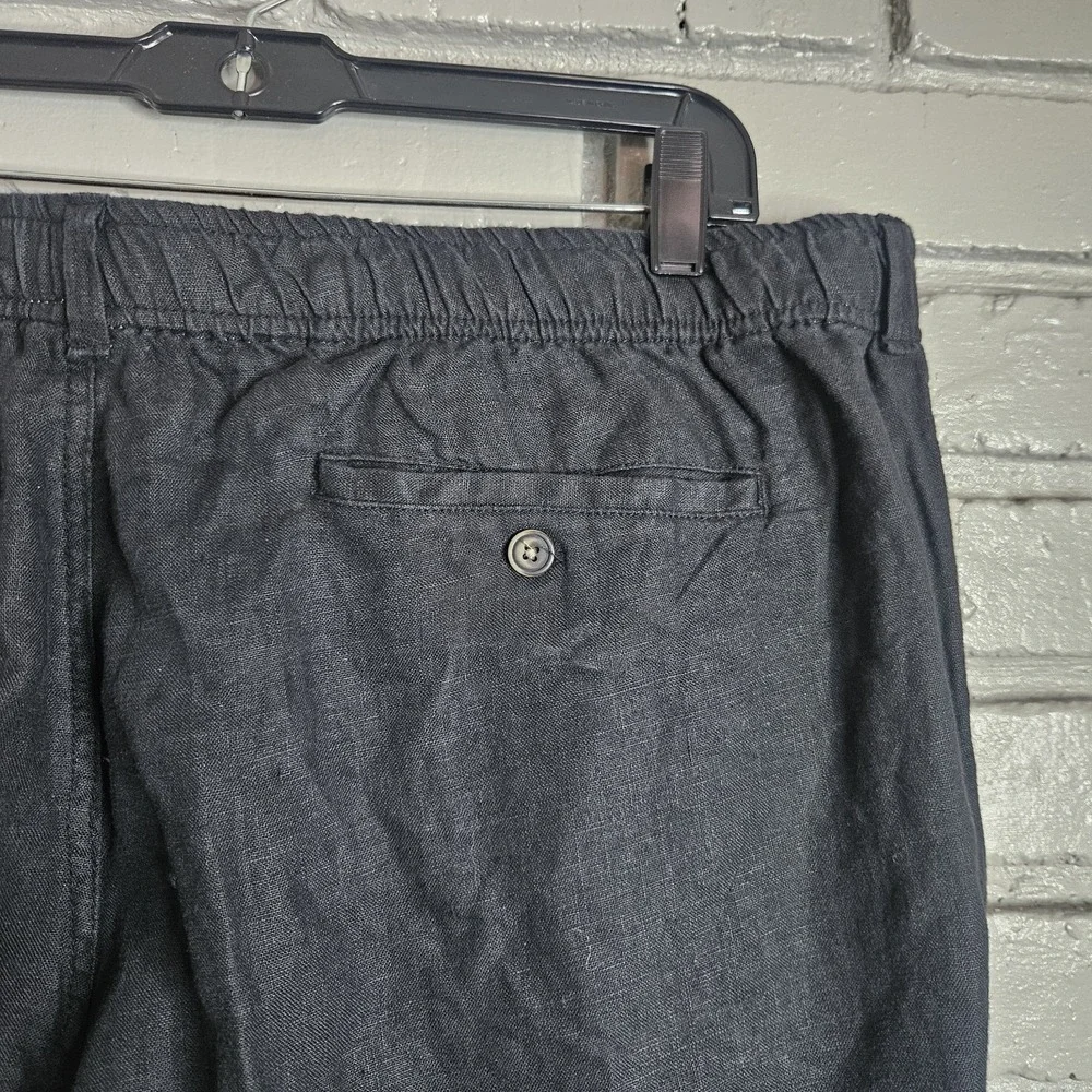 28 Palms Mens Black Linen Pants XL 39x30 Elastic Waist Drawstring‎ Beach Resort